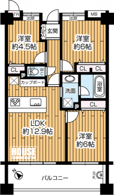 Ԏ}îP}Vj@3LDKALʐ63.412AoRj[ʐ11.782