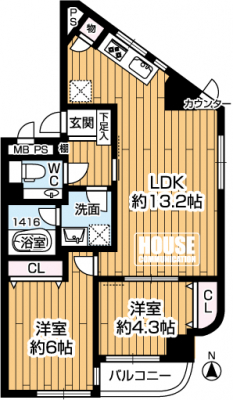 Ԏ}îP}Vj@2LDKELʐ55.46uEoRj[ʐ2.48u