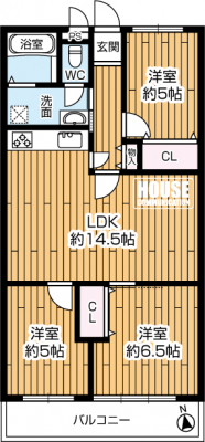Ԏ}îP}Vj@ 3LDKAi1980~ALʐ66.54uoRj[ʐ7.70uA쐼oRj[