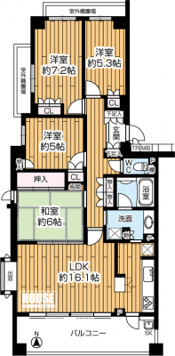 Ԏ}îP}Vj@4LDKAi6480~ALʐ90.69uoRj[ʐ13.87uAoRj[A3ʍ̌