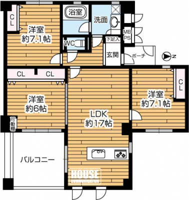 �Ԏ��}�i�̂P�}���V�����j�@3LDK�A���i5350���~�A��L�ʐ�82.46�u�o���R�j�[�ʐ�12.06�u�A������o���R�j�[��