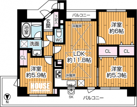 Ԏ}îP}Vj@kE̊pA3LDK^Cv̂łB