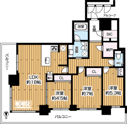 �Ԏ��}�i�̂P�}���V�����j�@3LDK�A���i13.980���~�A��L�ʐ�89.61�u�o���R�j�[�ʐ�26.25�u�A�k���p�Z�ˁA�k�������o���R�j�[��