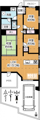 �Ԏ��}�i�̂P�}���V�����j�@3LDK�A���i3380���~�A��L�ʐ�75.35�u��p��ʐ�9.58�u�A�������