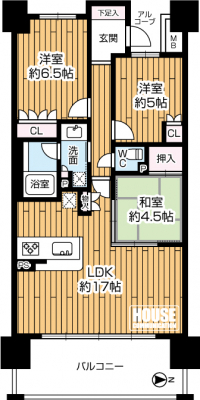 �Ԏ��}�i�̂P�}���V�����j�@3LDK�A���i4080���~�A��L�ʐ�71.78�u�o���R�j�[�ʐ�13.49�u�A�������o���R�j�[��