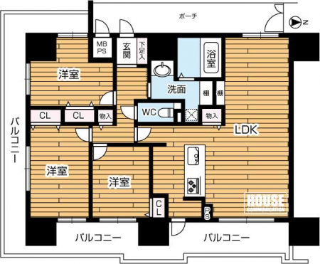 �Ԏ��}�i�̂P�}���V�����j�@��L�ʐ�79.80�u�A�o���R�j�[�ʐ�28.89�u�i�������E������j�A3LDK