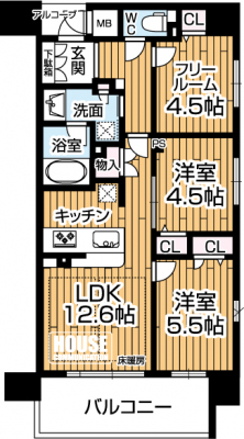 �Ԏ��}�i�̂P�}���V�����j�@9�K����4�K�����E�k���p�����E��L�ʐρF60.90�u��2SLDK�I