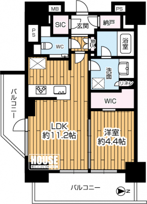 �Ԏ��}�i�̂P�}���V�����j�@��1SLDK�A��L�ʐ�43.89��2�A�o���R�j�[�ʐ�13��2