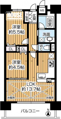 �Ԏ��}�i�̂P�}���V�����j�@12�K����6�K���� �E������E��L�ʐρF53.59�u�̂Q�k�c�j�I 