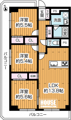 �Ԏ��}�i�̂P�}���V�����j�@3LDK�A���i2380���~�A��L�ʐ�71.60�u�o���R�j�[�ʐ�25.84�u�A��E���E�k3�ʈ��􂵃o���R�j�[��