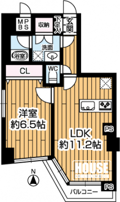 �Ԏ��}�i�̂P�}���V�����j�@��1LDK�A��L�ʐ�45.21�u�A�o���R�j�[�ʐ�3.87�u