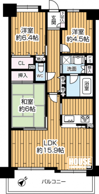 �Ԏ��}�i�̂P�}���V�����j�@3LDK�A���i3850���~�A��L�ʐ�71.32�u�o���R�j�[�ʐ�10.28�u�A�쓌�����o���R�j�[��