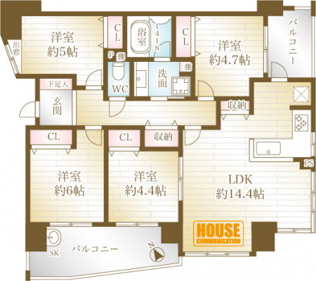 �Ԏ��}�i�̂P�}���V�����j�@�g������̗ǂ�4LDK�^�C�v�ł���