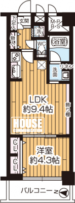 �Ԏ��}�i�̂P�}���V�����j�@��1LDK�A��L�ʐ�34.67�u�A�o���R�j�[�ʐ�4.74�u