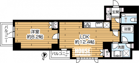 �Ԏ��}�i�̂P�}���V�����j�@��1LDK�A��L�ʐ�47.6�u�A�o���R�j�[�ʐ�3.03�u