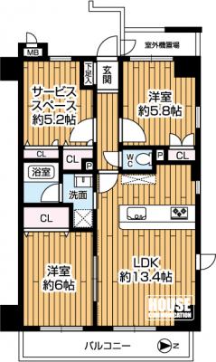 �Ԏ��}�i�̂P�}���V�����j�@��2SLDK�A��L�ʐ�64.35�u�A�o���R�j�[�ʐ�8.06�u