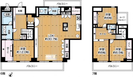 �Ԏ��}�i�̂P�}���V�����j�@��4LDK�A��L�ʐ�163.03m2�A�o���R�j�[�ʐ�26.40m2