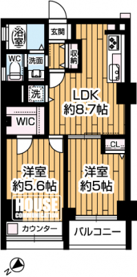 �Ԏ��}�i�̂P�}���V�����j�@��2LDK�A��L�ʐ�48.33m2�A�o���R�j�[�ʐ�3.24m2