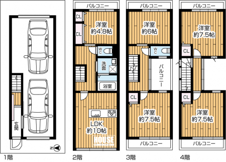 �Ԏ��}�i�̂P�ˌ��j�@�����ʐ�167.10�u�A�y�n�ʐ�58.41�u�A5LDK