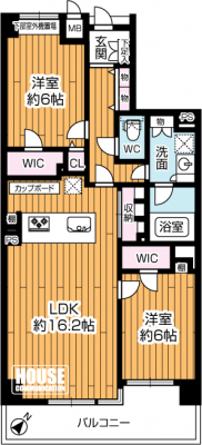 �Ԏ��}�i�̂P�}���V�����j�@��2LDK�A��L�ʐ�64.49m2�A�o���R�j�[�ʐ�9.32m2