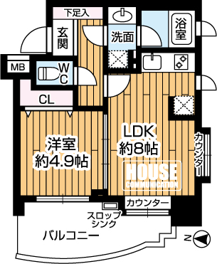 �Ԏ��}�i�̂P�}���V�����j�@��1LDK�A��L�ʐ�33.13m2�A�o���R�j�[�ʐ�8.19m2