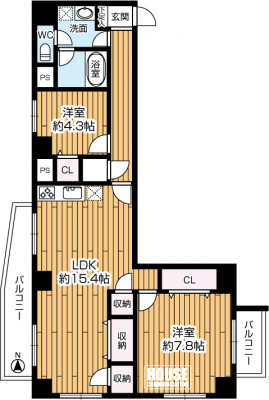 �Ԏ��}�i�̂P�}���V�����j�@��2LDK�A��L�ʐ�70.66m2�A�o���R�j�[�ʐ�10.17m2