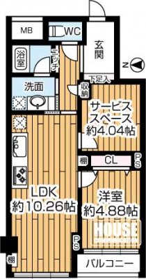 �Ԏ��}�i�̂P�}���V�����j�@��1SLDK�E��L�ʐρF50.42�u�E�o���R�j�[��L�ʐρF2.31�u