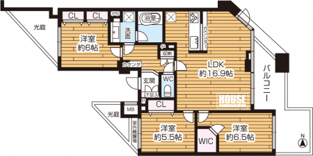 �Ԏ��}�i�̂P�}���V�����j�@��3LDK�E��L�ʐ�77.19�u�E�o���R�j�[�ʐ�12.52�u