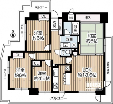 �Ԏ��}�i�̂P�}���V�����j�@81.82�u 4LDK�A�쓌���̎O���p�����̓Ɨ��Z�˂ł��I