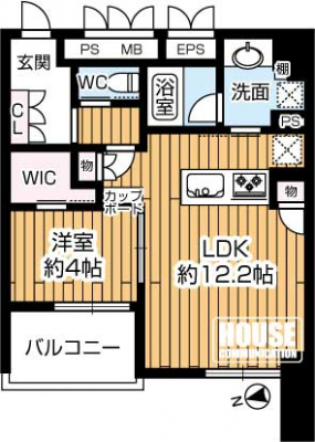 �Ԏ��}�i�̂P�}���V�����j�@��1LDK�A��L�ʐ�44.17m2�A�o���R�j�[�ʐ�5.01m2