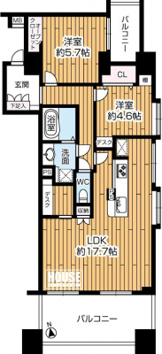 �Ԏ��}�i�̂P�}���V�����j�@��2LDK�A��L�ʐ�68.97m2�A�o���R�j�[�ʐ�16.15m2