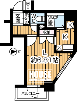 �Ԏ��}�i�̂P�}���V�����j�@��1K�A��L�ʐ�23.78m2�A�o���R�j�[�ʐ�2.62m2