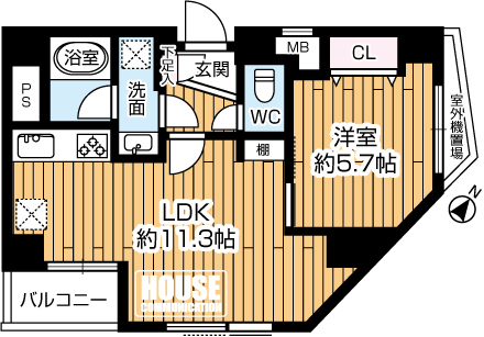 �Ԏ��}�i�̂P�}���V�����j�@��1LDK�E��L�ʐρF40.01�u�E�o���R�j�[��L�ʐρF2.64�u