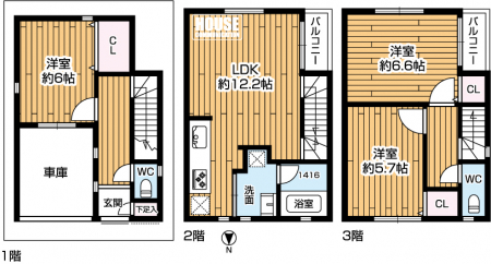 �Ԏ��}�i�̂P�ˌ��j�@��3LDK�A��L�ʐ�84.87��2�i���ԏ�܂ށj�A�o���R�j�[�ʐϕs��