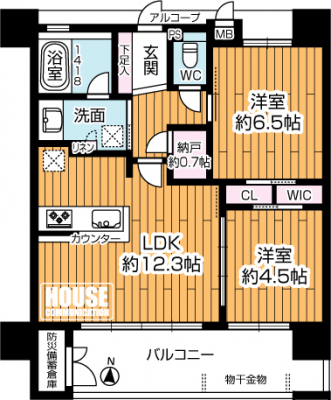 �Ԏ��}�i�̂P�}���V�����j�@��L�ʐ�55.30�u�A2SLDK�A�[�˗L