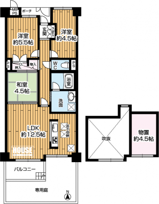 �Ԏ��}�i�̂P�}���V�����j�@3LDK�A���i1580���~�A��L�ʐ�58.33�u�A�o���R�j�[�ʐ�6.5�u�A������o���R�j�[��