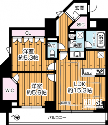 �Ԏ��}�i�̂P�}���V�����j�@��2LDK�A��L�ʐ�59.29��2�A�o���R�j�[�ʐ�9.31��2