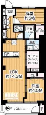 �Ԏ��}�i�̂P�}���V�����j�@��2SLDK�A��L�ʐ�61.02m2�A�o���R�j�[�ʐ�6.98m2