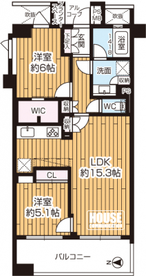 �Ԏ��}�i�̂P�}���V�����j�@��2LDK�C��L�ʐ�62.24��2�A�o���R�j�[�ʐ�11.5��2