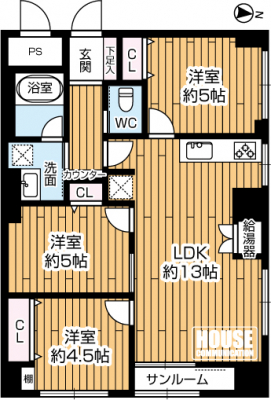 �Ԏ��}�i�̂P�}���V�����j�@��3LDK�E��L�ʐ�65.60�u