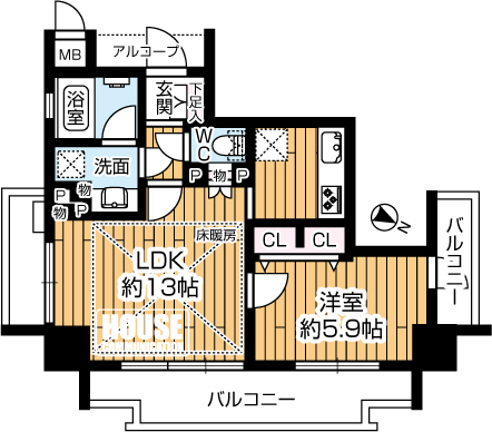 �Ԏ��}�i�̂P�}���V�����j�@��1LDK�E��L�ʐ�42.81�u�E�o���R�j�[�ʐ�13.72�u�E�A���R�[�u�ʐ�1.89�u