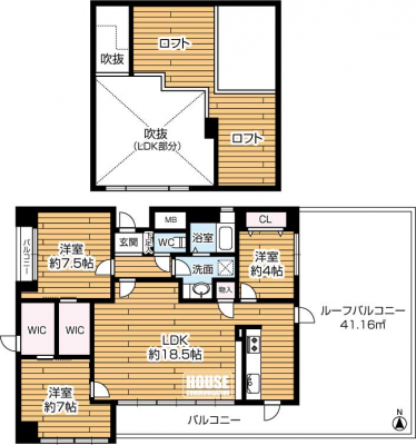 �Ԏ��}�i�̂P�}���V�����j�@��L�ʐ�76.1�u�A���t�g�t��3LDK�^�C�v��3���p�Z�˂ł��I