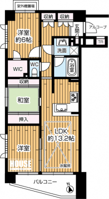 �Ԏ��}�i�̂P�}���V�����j�@��3LDK�E��L�ʐ�71.44�u�E�o���R�j�[�ʐ�7.99�u