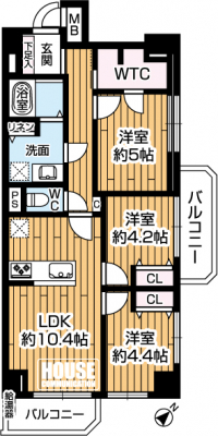 �Ԏ��}�i�̂P�}���V�����j�@��3LDK�A��L�ʐ�60.03�u�A�o���R�j�[�ʐ�9.03�u