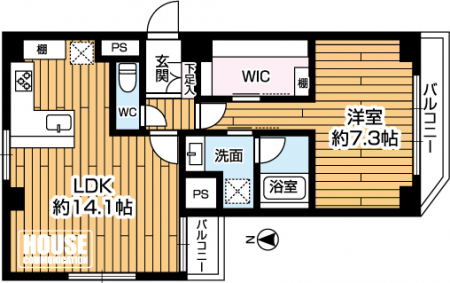 �Ԏ��}�i�̂P�}���V�����j�@��1LDK�A��L�ʐ�51.8�u�A�o���R�j�[�ʐ�5.16�u