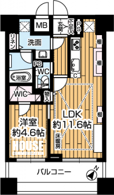 �Ԏ��}�i�̂P�}���V�����j�@��1LDK�A��L�ʐ�41.7�u�A�o���R�j�[�ʐ�8.64�u