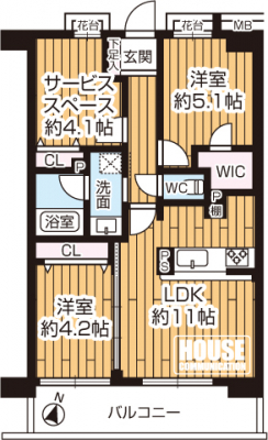 �Ԏ��}�i�̂P�}���V�����j�@��2SLDK�E��L�ʐ�55.6�u�E�o���R�j�[�ʐ�8.10�u