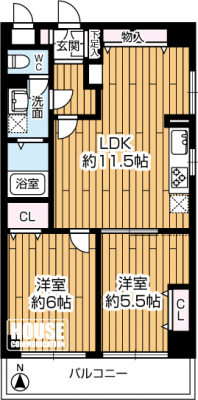 �Ԏ��}�i�̂P�}���V�����j�@��2LDK�E��L�ʐ�52.38�u�E�o���R�j�[�ʐ�7.42�u