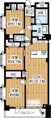 �Ԏ��}�i�̂P�}���V�����j�@��3LDK�E��L�ʐ�74.05�u�E�o���R�j�[�ʐ�6.72�u