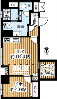 �Ԏ��}�i�̂P�}���V�����j�@��1SLDK�A��L�ʐ�44.55m2